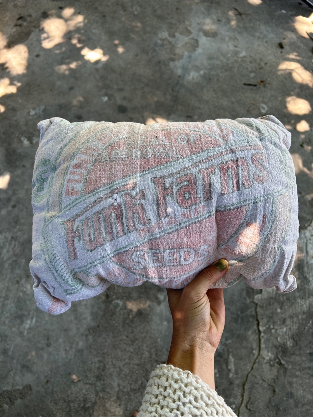 Vintage Flour Sack Seed Sack Decorative Throw Pillow